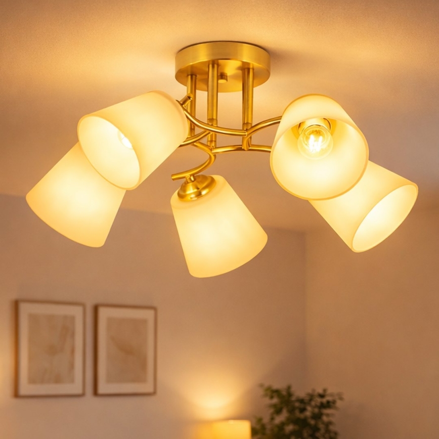 Pinnapealne lühter PAFOS 5xE27/15W/230V kuldne