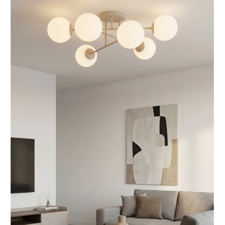 Pinnapealne lühter ROMA 6xE14/10W/230V beež
