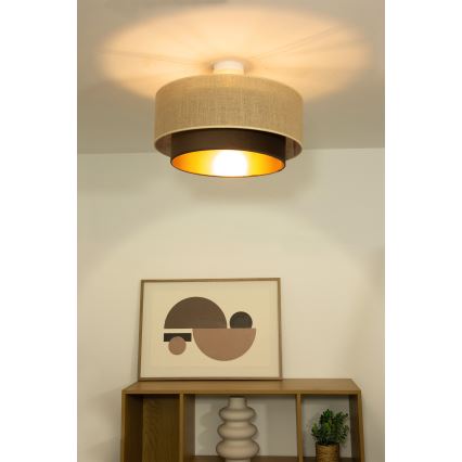 Pinnapealne lühter SARTA 1xE27/60W/230V, läbimõõt 45 cm, pruun/jute