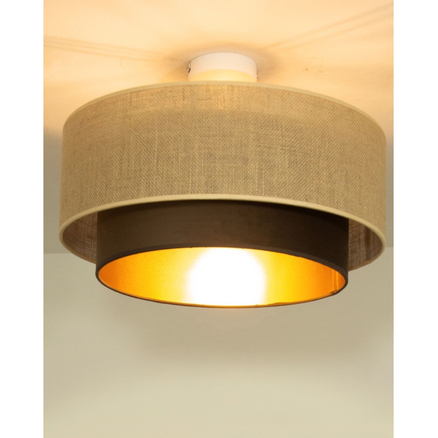 Pinnapealne lühter SARTA 1xE27/60W/230V, läbimõõt 45 cm, pruun/jute