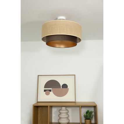 Pinnapealne lühter SARTA 1xE27/60W/230V, läbimõõt 45 cm, pruun/jute