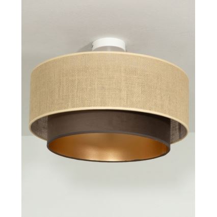Pinnapealne lühter SARTA 1xE27/60W/230V, läbimõõt 45 cm, pruun/jute