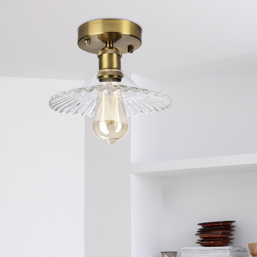 Pinnapealne lühter TRISH 1xE27/15W/230V kuldne/läbipaistev