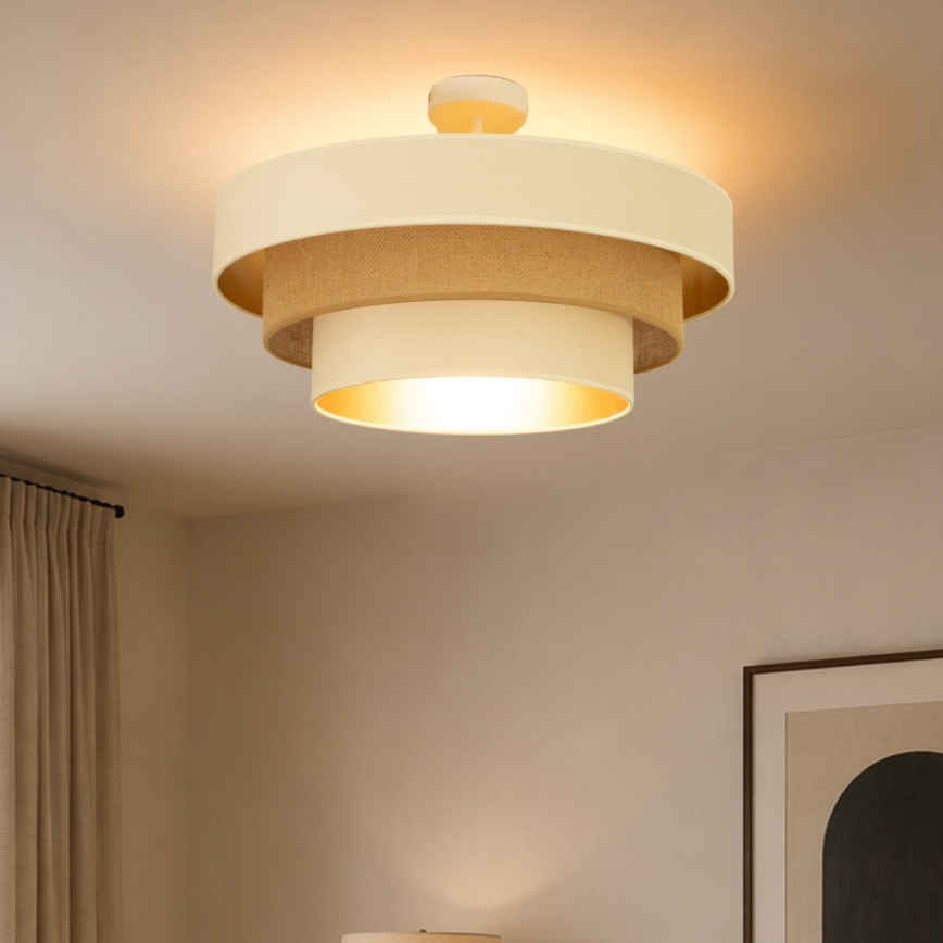 Pinnapealne lühter WENTA 1xE27/60W/230V läbimõõt 50 cm beež/kuldne