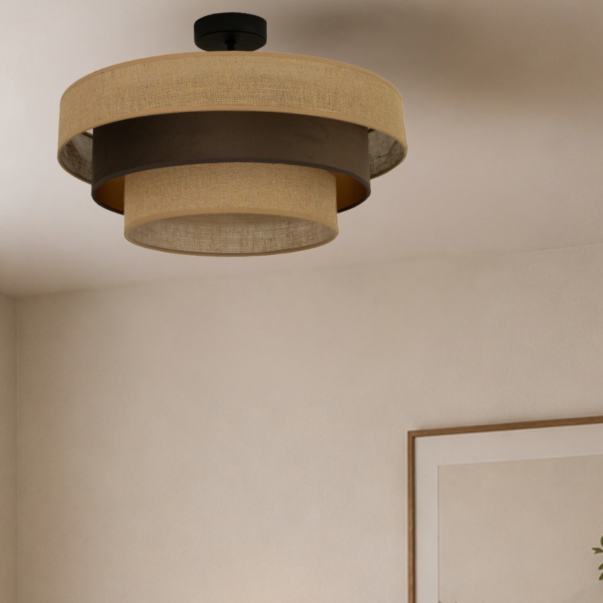 Pinnapealne lühter WENTA 1xE27/60W/230V läbimõõt 50 cm juut/pruun
