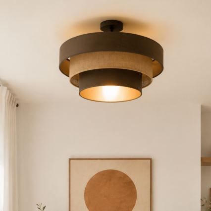 Pinnapealne lühter WENTA 1xE27/60W/230V, läbimõõt 50 cm, pruun/jute
