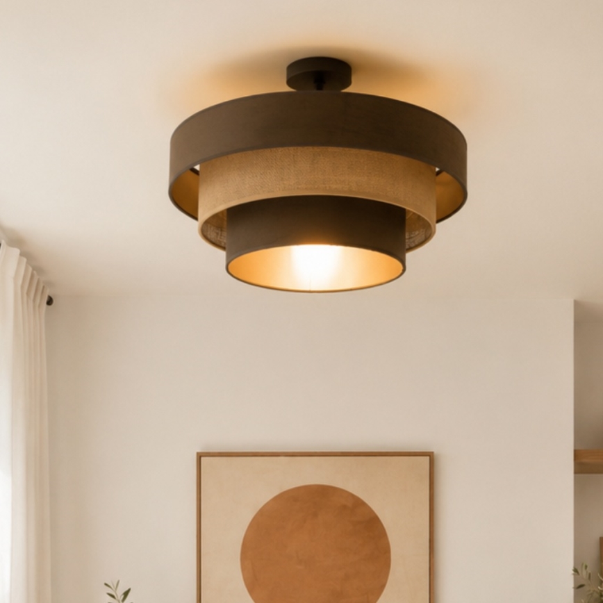 Pinnapealne lühter WENTA 1xE27/60W/230V, läbimõõt 50 cm, pruun/jute
