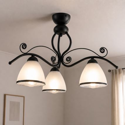 Pinnapealne RETRO-lühter 3xE27/60W/230V must/valge