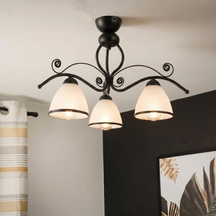Pinnapealne RETRO-lühter 3xE27/60W/230V must/valge