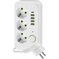 Pistiku jagaja koos lülitiga LINEA 3x230V + 5xUSB A/C SCHUKO 5 m valge
