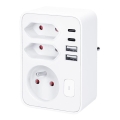 Pistikupesa jagaja 1x16A+2x 2,5A koos 2xUSB A+C laadijaga valge