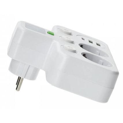 Pistikupesajaotur lülitiga ja LED-valgustusega LINEA PRO 2Z + 3xUSB A/C SCHUKO 4000K valge
