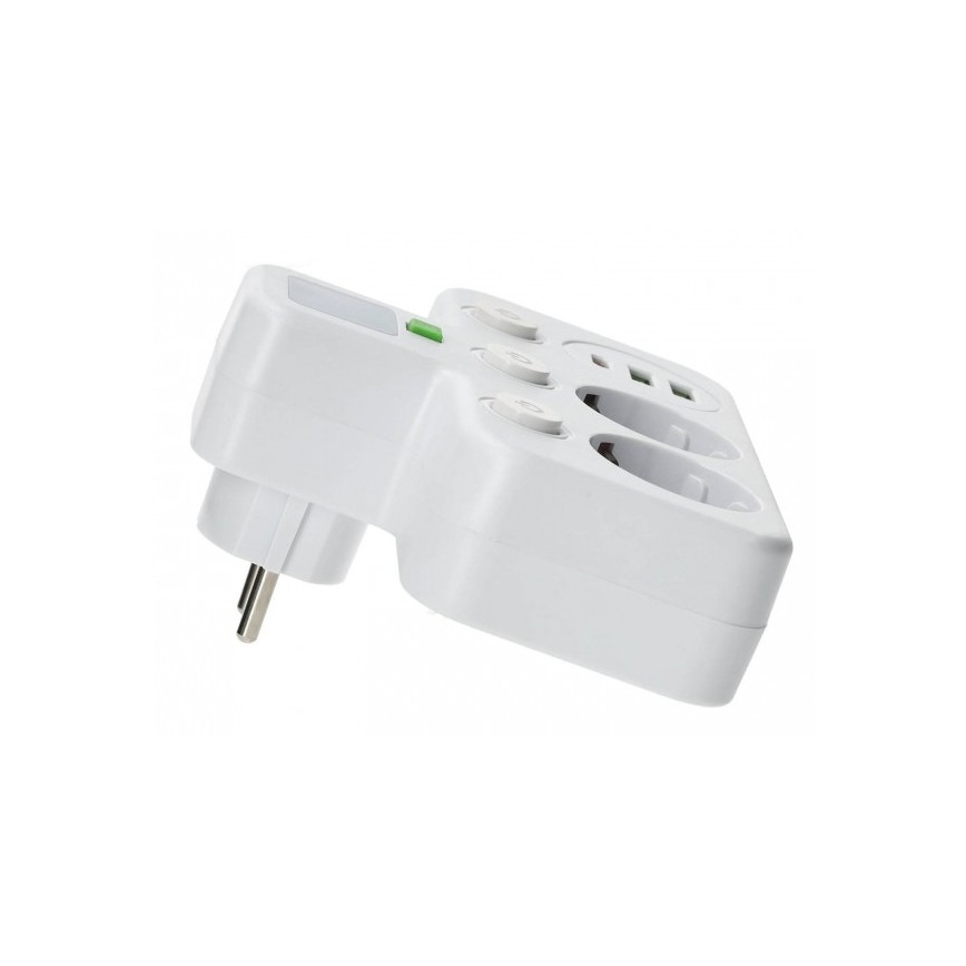 Pistikupesajaotur lülitiga ja LED-valgustusega LINEA PRO 2Z + 3xUSB A/C SCHUKO 4000K valge