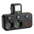 Pistikupesa jagaja lülitiga ja LED-valgustusega LINEA PRO 2Z + 3xUSB A/C SCHUKO 4000K must