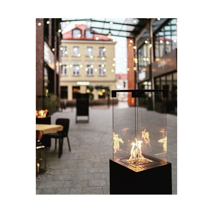 Planika - Väli gaas kamin 142x36 cm 8kW 1xAAA must + kaitsekate