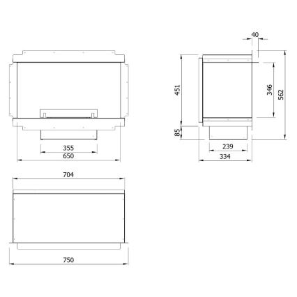 Planika - Sisseehitatud universaalne BIO kamin kaugjuhtimispuldiga 56,2x75 cm 2,5kW/230V