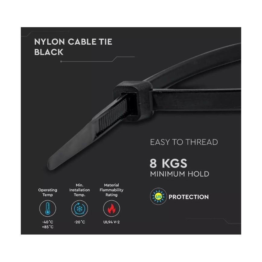 Plastik kaablisidemed 2,5x100mm 100 tk must