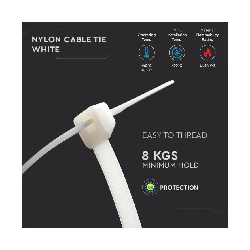 Plasti kaablisidemed 2,5x100mm 100 tk valge