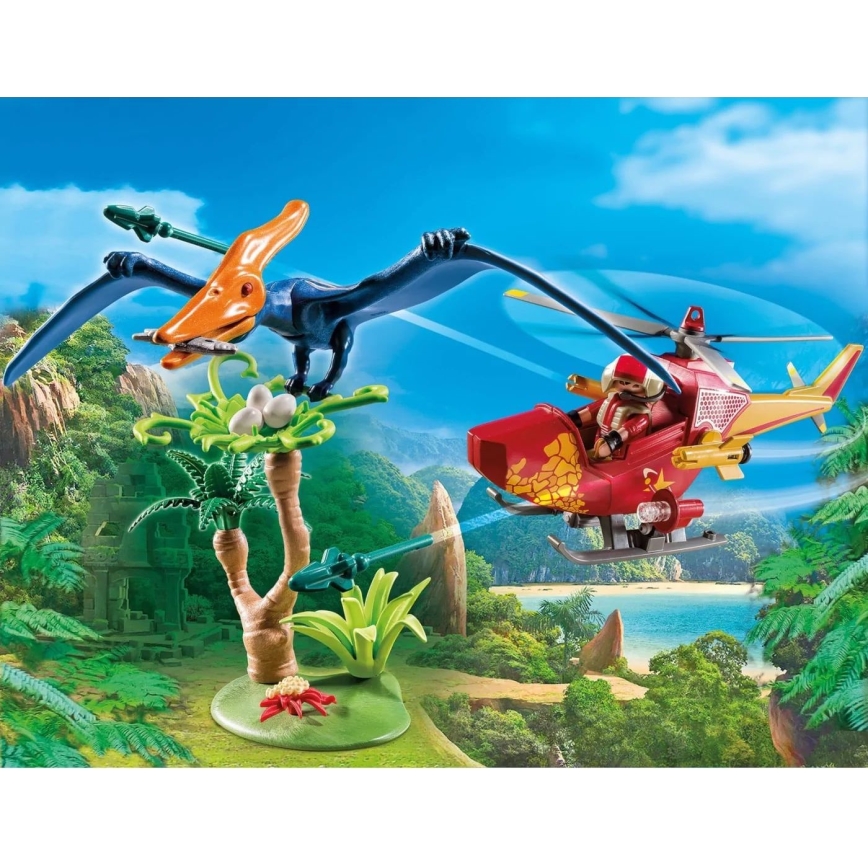 Playmobil - Laste ehituskomplekt, helikopter Pterodaktüüliga 39 tk