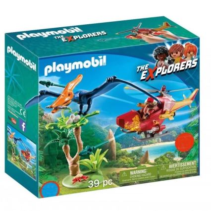 Playmobil - Laste ehituskomplekt, helikopter Pterodaktüüliga 39 tk