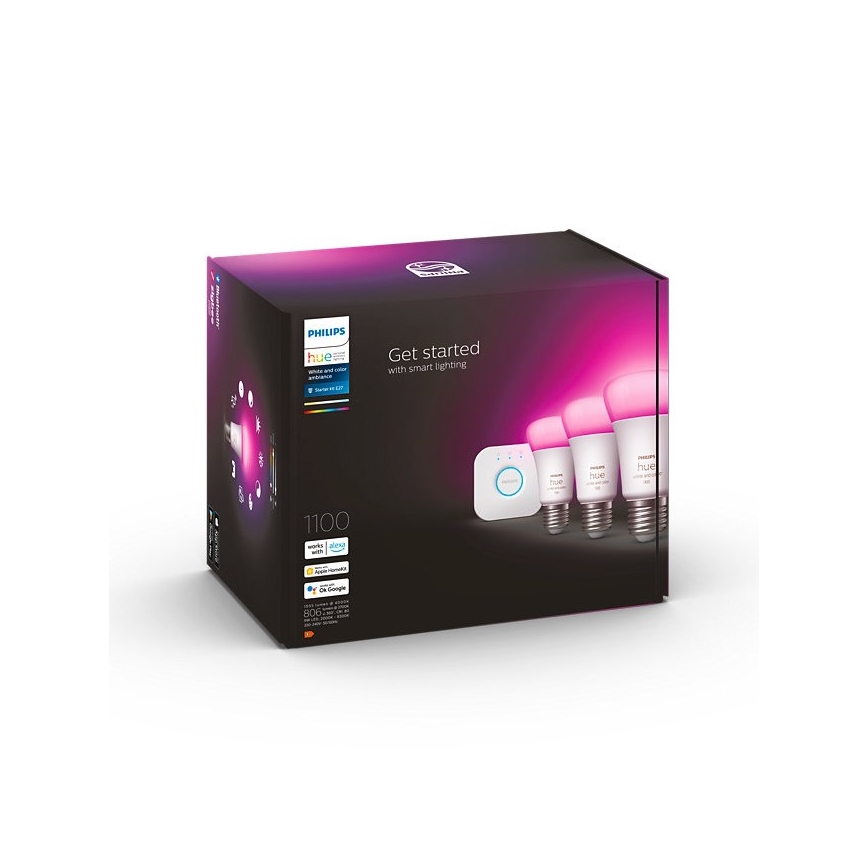 Põhikomplekt Philips Hue WHITE AND COLOR AMBIANCE 3xE27/9W/230V 2000-6500K + ühendusseade