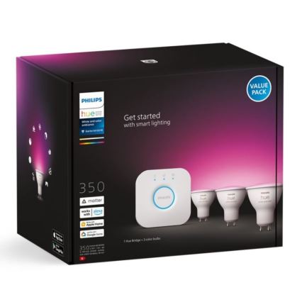 Põhikomplekt Philips Hue WHITE AND COLOR AMBIANCE 3xGU10/5,7W/230V 2000-6500K + seade ühendamiseks