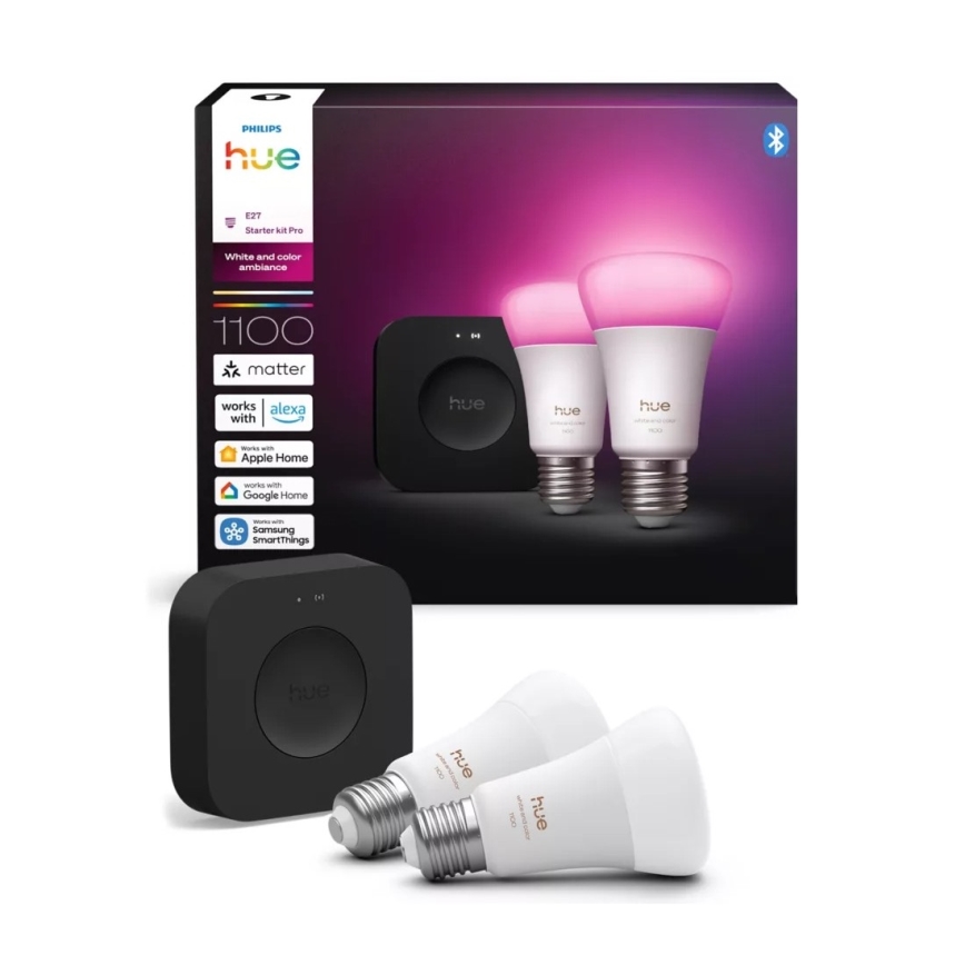 Põhikomplekt Philips Hue WHITE AND COLOR AMBIANCE 2xE27/8,1W 1000-20000K + ühendusseade