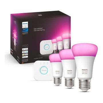 Põhikomplekt Philips Hue WHITE AND COLOR AMBIANCE 3xE27/9W/230V 2000-6500K + ühendusseade