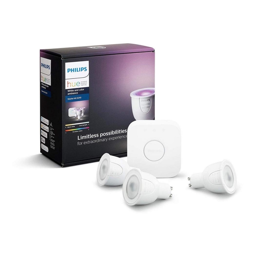 Põhikomplekt Philips Hue WHITE AND COLOR AMBIANCE 3xGU10/6,5W/230V