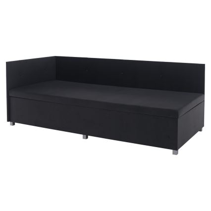 Polsterdatud voodi universaalse peatsiga ja hoiuruumiga AMSTERDAM 90x200 cm hall