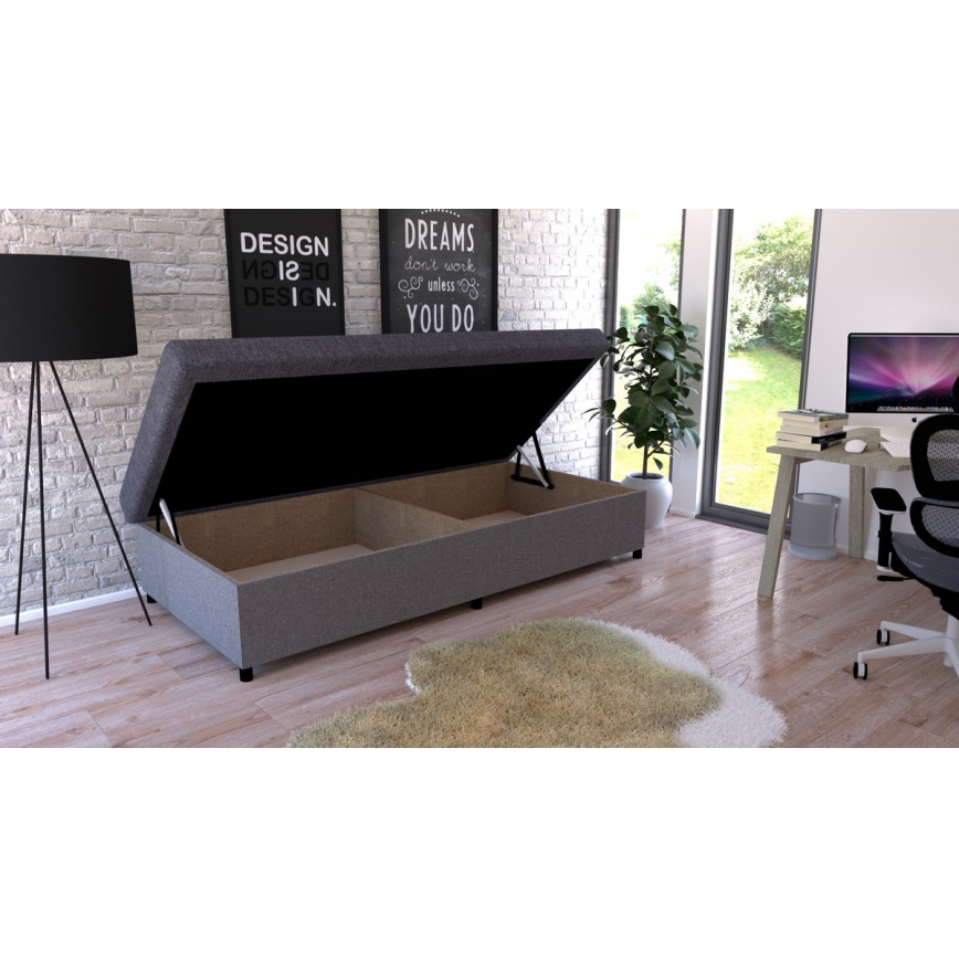 Polsterdatud päevavoodi hoiuruumiga CORY 80x200, hall