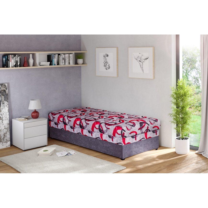 Polsterdatud päevavoodi hoiuruumiga ESTEL 90x200 cm hall