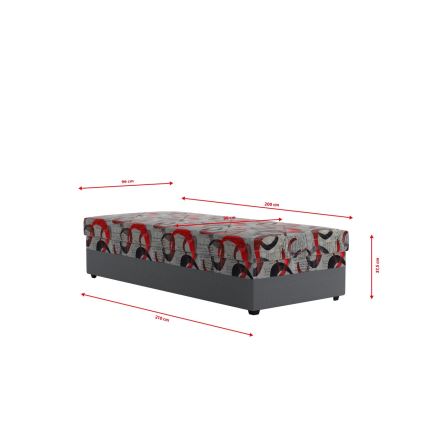 Polsterdatud päevavoodi hoiuruumiga ESTEL 90x200 cm hall