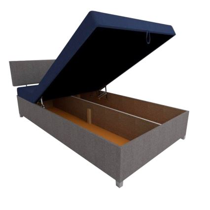 Polsterdatud päevavoodi reguleeritava asendi ja hoiukastiga DALLAS 108x205 cm hall/sinine