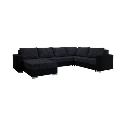 Polsterdatud universaalne lahtikäiv U-kujuline diivanikomplekt YORK must/antratsiit