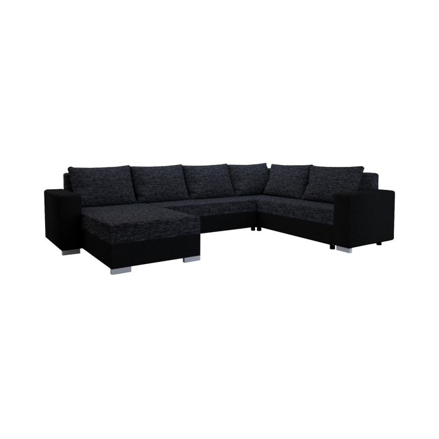 Polsterdatud universaalne lahtikäiv U-kujuline diivanikomplekt YORK must/antratsiit