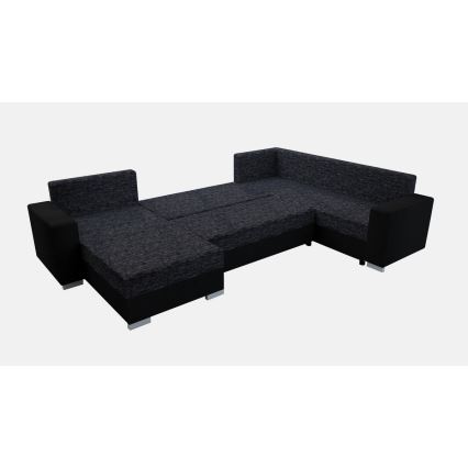 Polsterdatud universaalne lahtikäiv U-kujuline diivanikomplekt YORK must/antratsiit