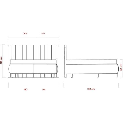 Polsterdatud voodi ALEXA 140x200 cm koos madratsitega ja panipaigaga, beež