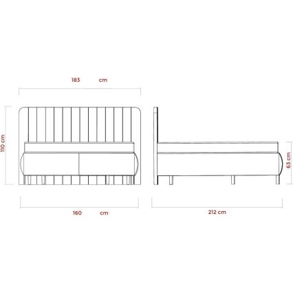 Polsterdatud voodi madratsite ja panipaigaga ALEXA 160x200 cm beež