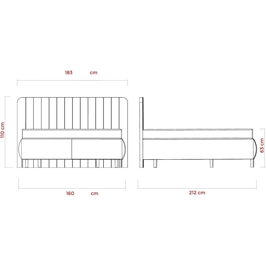 Polsterdatud voodi madratsite ja panipaigaga ALEXA 160x200 cm beež