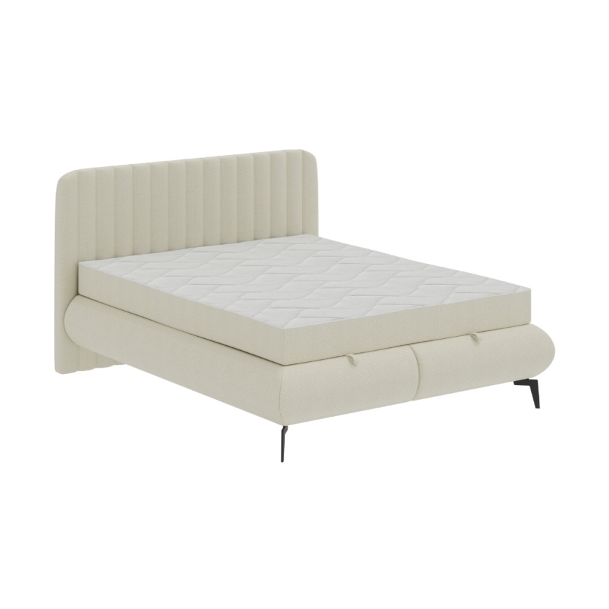 Polsterdatud voodi ALEXA 180x200 cm koos madratsitega ja panipaigaga, beež
