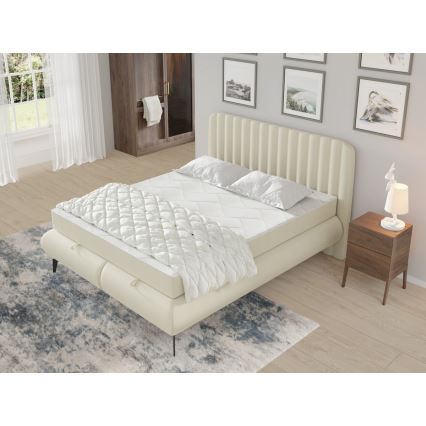 Polsterdatud voodi ALEXA 180x200 cm koos madratsitega ja panipaigaga, beež