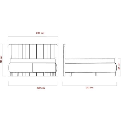 Polsterdatud voodi koos madratsite ja panipaigaga ALEXA 180x200 cm beež