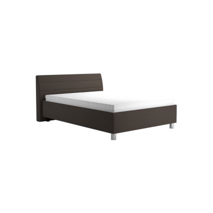 Polsterdatud voodi DALMA 140x200 cm panipaigaga ja madratsiga, hall/pruun