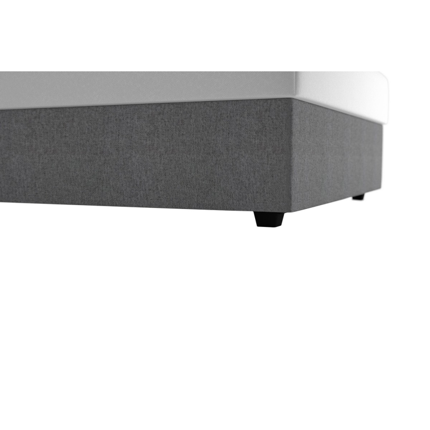 Polsterdatud voodi DARIA 120x200 cm, hall, hoiuruumiga ja madratsiga