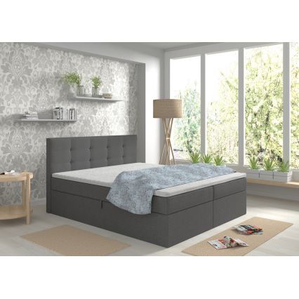 Polsterdatud voodi madratsite ja pealiskihiga, hoiuruumiga EMBER 180x200 cm antratsiithall