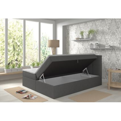Polsterdatud voodi madratsite ja pealiskihiga, hoiuruumiga EMBER 180x200 cm antratsiithall