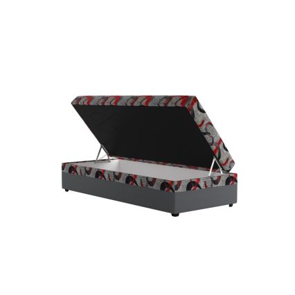 Polsterdatud voodi ESTEL 90×200 cm hoiuruumiga, hall