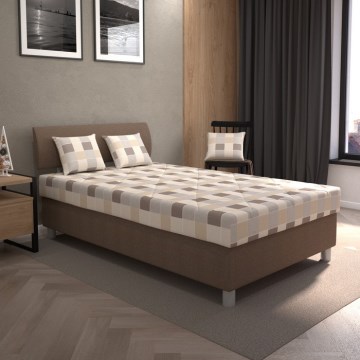 Polsterdatud voodi GEORGE 140x200 cm koos hoiuruumiga ja madratsiga, pruun