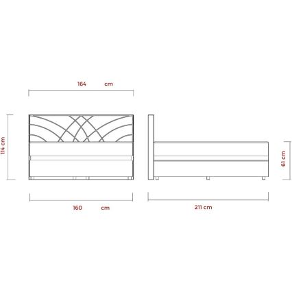 Polsterdatud voodi koos madratsite ja panipaigaga GINA 160x200 cm beež